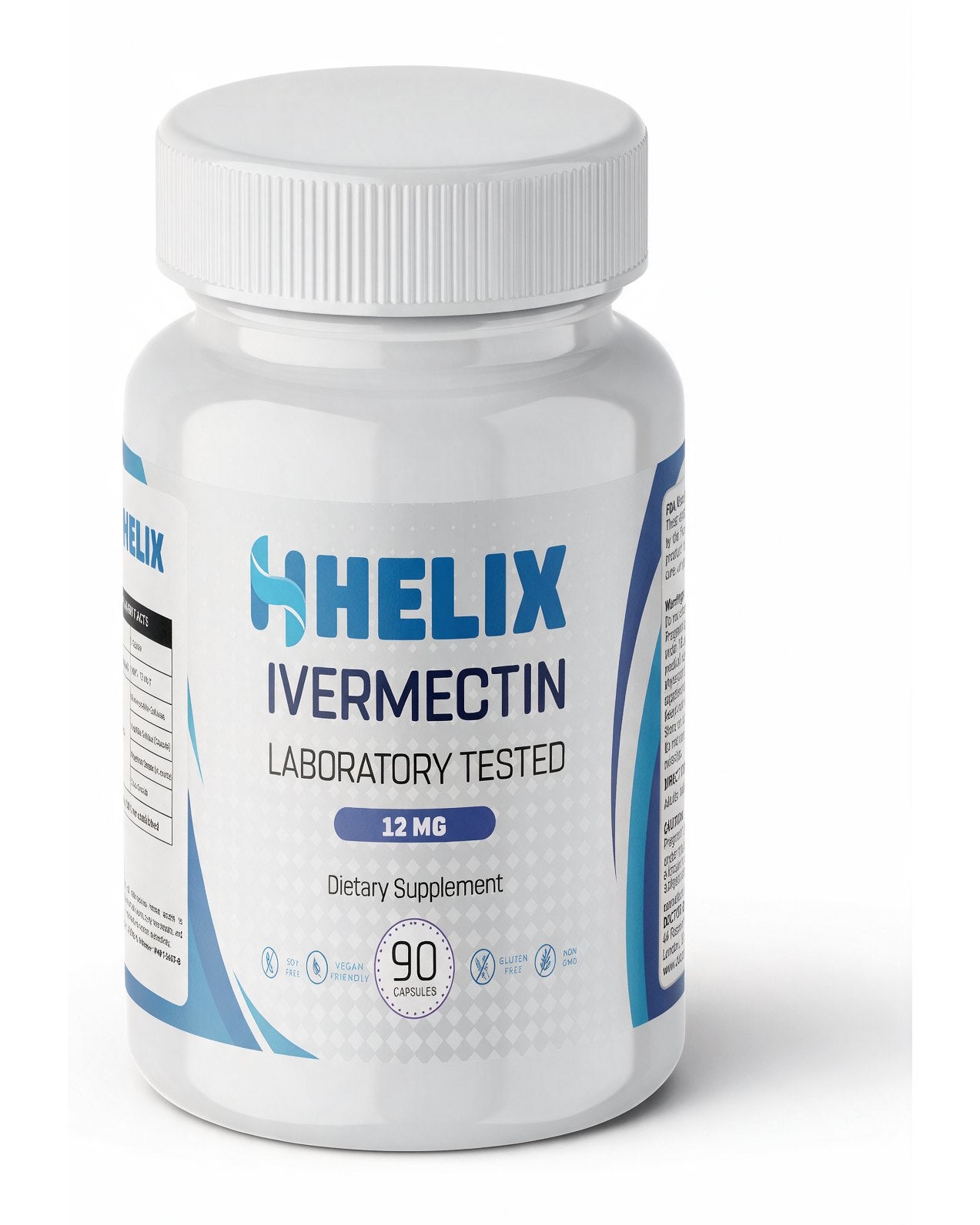 HELIX IVMCT bottle turned to show the Supplement Facts panel